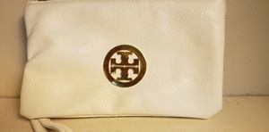 Tory Burch white leather clutch